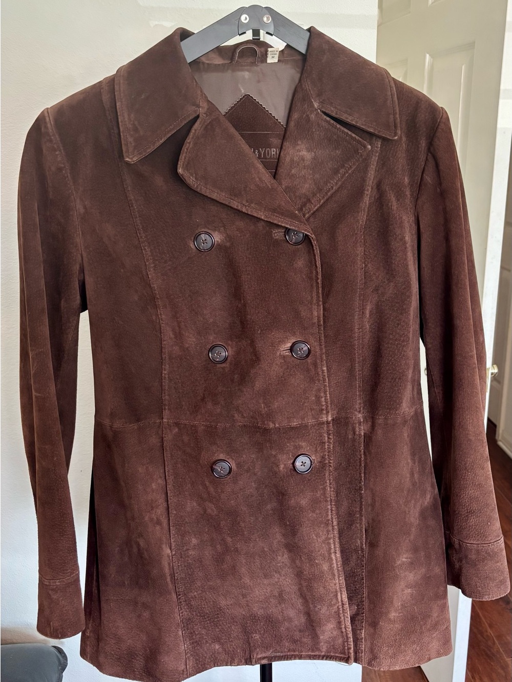 Women’s Brown Suede Double-Breasted Coat